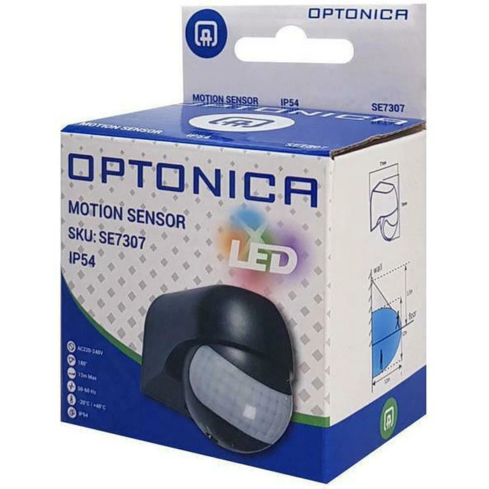 Αισθητήρας Κίνησης Optonica 7307, 180°, 12M, Ip54, Μαύρος