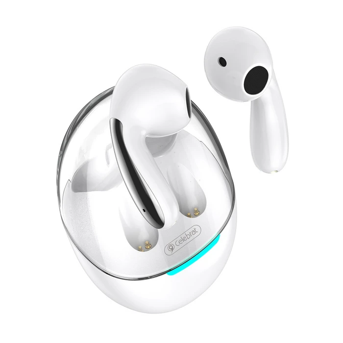 Bluetooth Handsfree Celebrat με Θήκη Φόρτισης W51, True Wireless, Φ13mm, Λευκά
