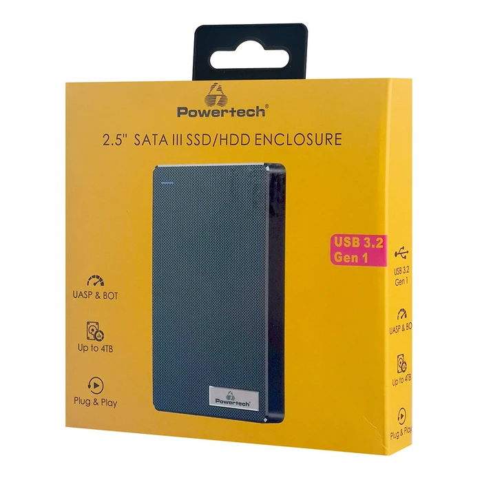 Θήκη για Σκληρό Δίσκο 2.5" Powertech για SATA HDD/SSD PT-1231, 5Gbps, Μαύρη