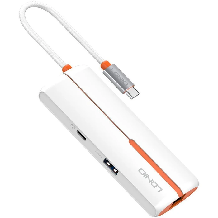 USB Hub Ldnio DS-26U, 6 Θυρών, USB-C Σύνδεση, 4K, 100W Pd, Λευκό