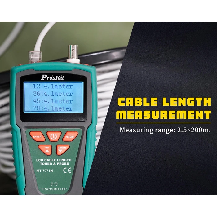 Tester Καλωδίων Proskit Tester Καλωδίων Δικτύου MT-7071N για RJ45/11/12 & Bnc