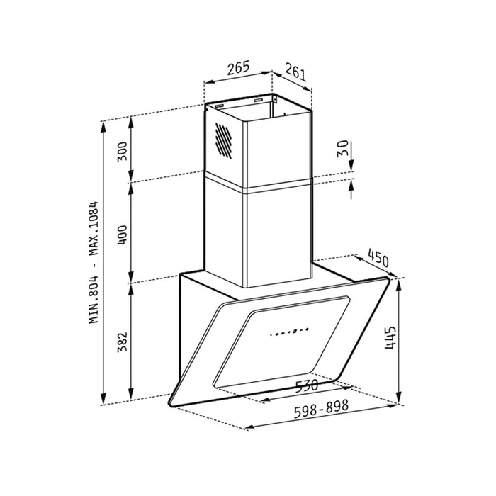 Απορροφητήρας Καμινάδα Pyramis Fiero 60cm 065023101 Black