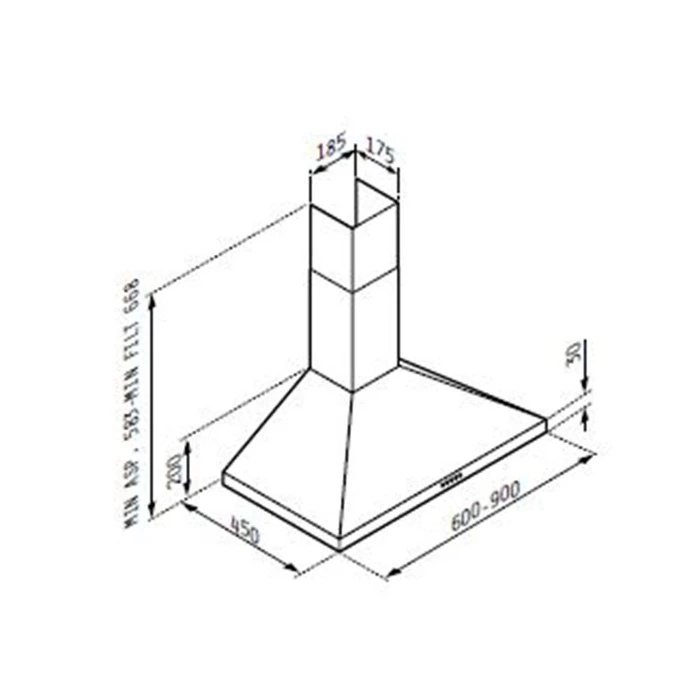 Απορροφητήρας Καμινάδα Pyramis Black 60cm 065040401