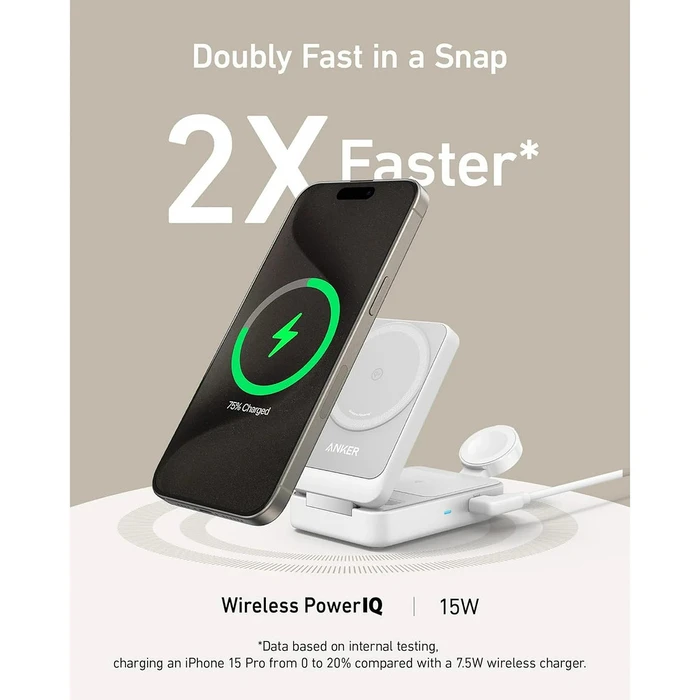 Ασύρματος Φορτιστής Anker MagGo 3-in-1 Charging Station Qi2 Certified 15W White