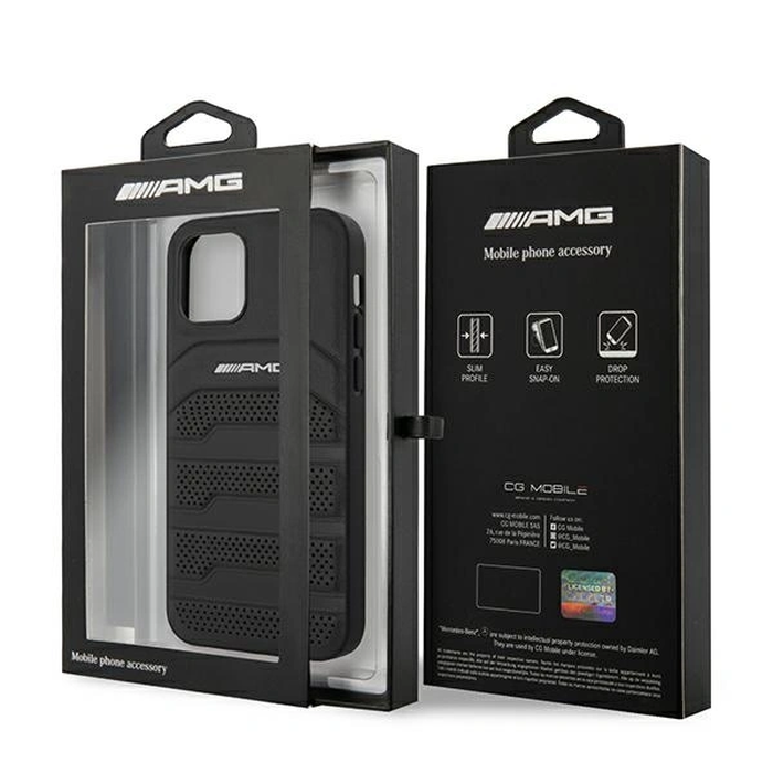 AMG AMHCP12SGSEBK Apple iPhone 12 mini hardcase Leather Debossed Lines black