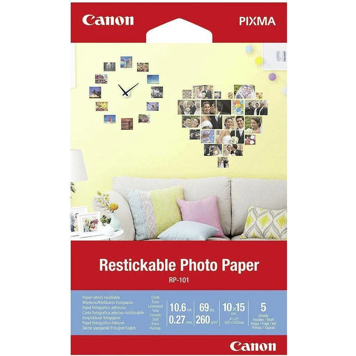 Φωτογραφικά Χαρτιά Canon Rp-101 4X6 5 Sheets Restickable