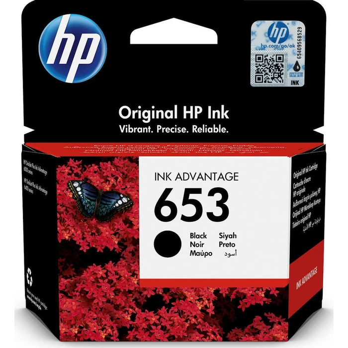 Μελάνι HP 653 Black Original Ink En/Fr/Pt/Ar/Gr/Tr Adv