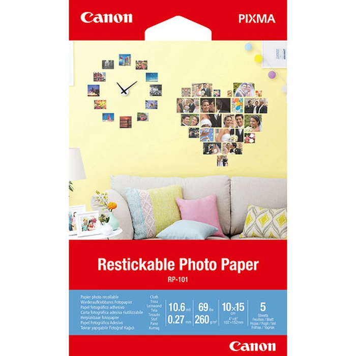 Φωτογραφικά Χαρτιά Canon Rp-101 4X6 5 Sheets Restickable