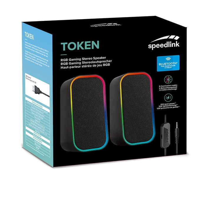 Ηχεία Υπολογιστή Speedlink Gaming TOKEN RGB, Stereo, Black