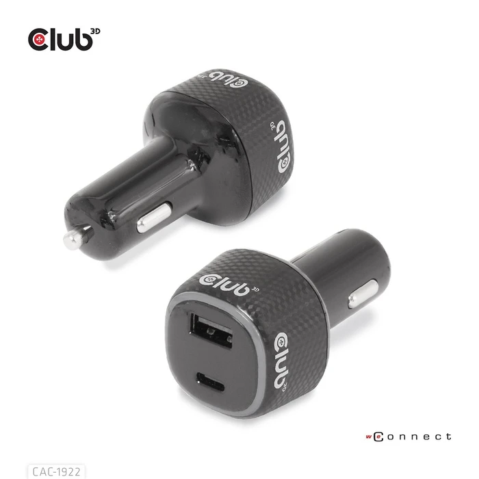 Φορτιστής Αυτοκινήτου Club 3D USB 1xUSB C, 1xUSB A, 63W, 12/24V