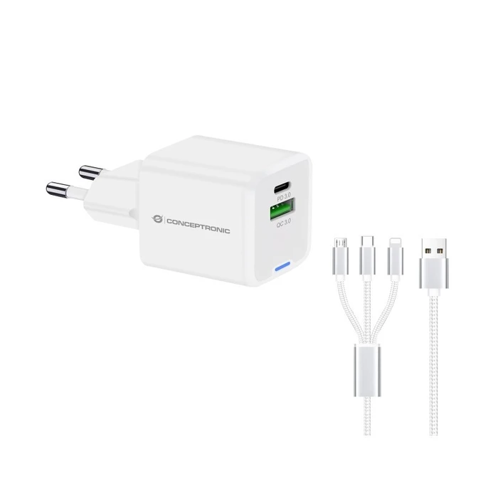 Φορτιστής Πρίζας Conceptronic 2Port 33W,1xUSB-C,1xUSB-A +3-in-1 sw