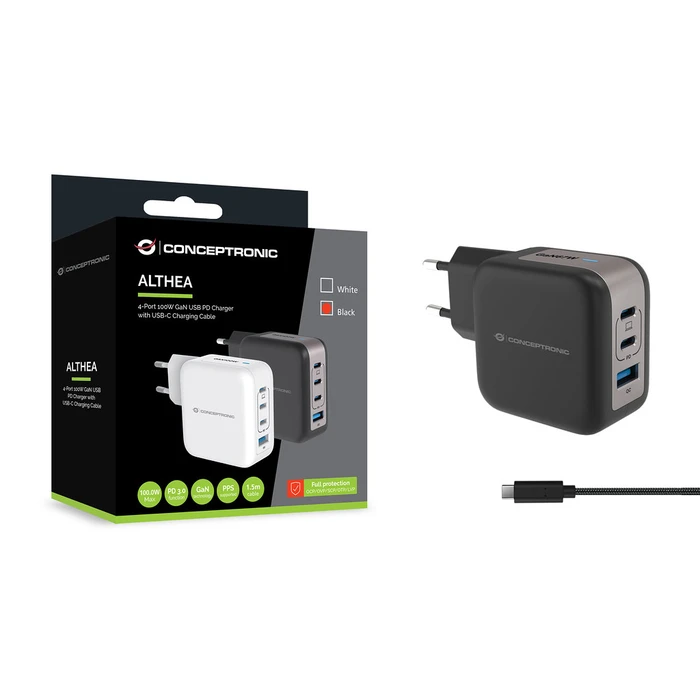 Φορτιστής Πρίζας Conceptronic 4Port 100W,3xUSB-C,1xUSB-A 1.5m ws