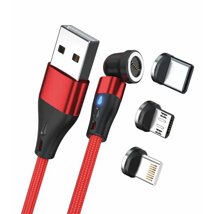 Καλώδιο USB Realpower Magnetic cable 3 Amp,2m,rot with Adaptern