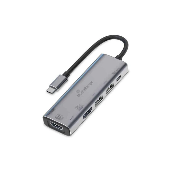 Docking Station MediaRange USB-C 5 in 1 Multiport Adapter, silver