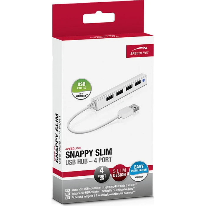 USB Hub Speedlink USB-SNAPPY SLIM, 4-Port, Passiv, White