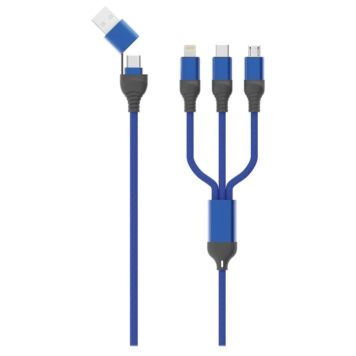 Καλώδιο USB 2GO USB / Type C Micro USB,Lightn.,USB-C 1,2m blue