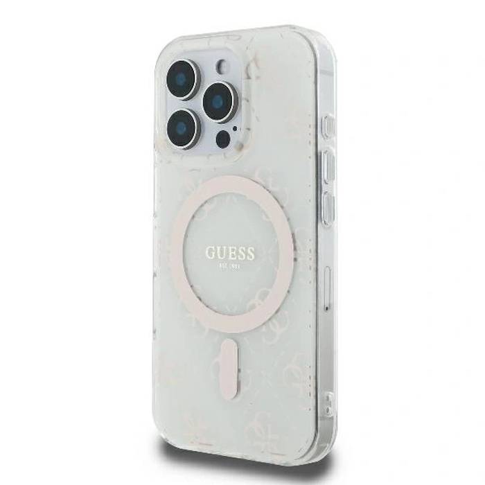 Guess GUHMP16LH4DTEH Apple iPhone 16 Pro hardcase IML 4G Background MagSafe white