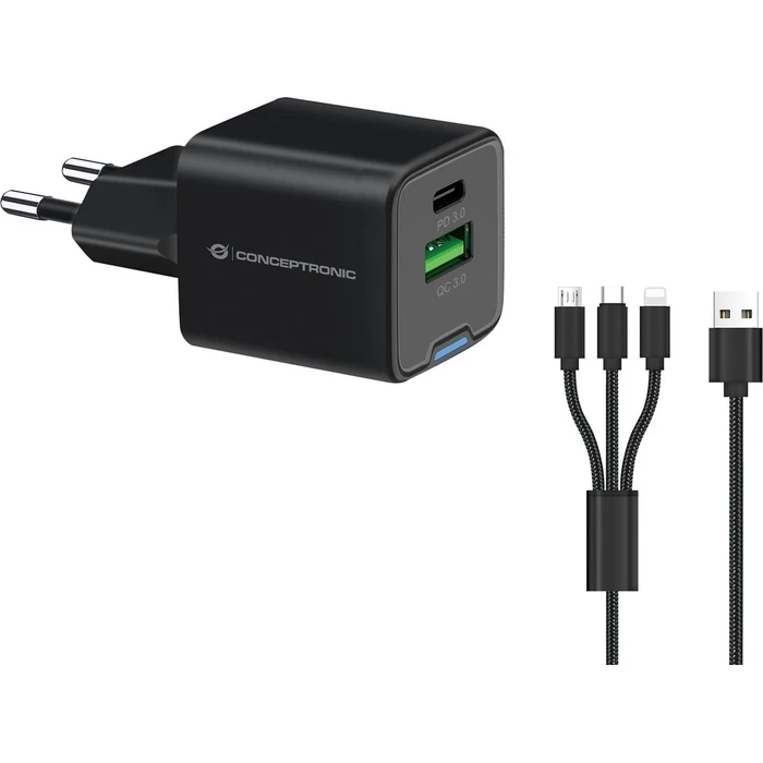 Φορτιστής Πρίζας Conceptronic 2Port 33W,1xUSB-C,1xUSB-A +3-in-1 sw