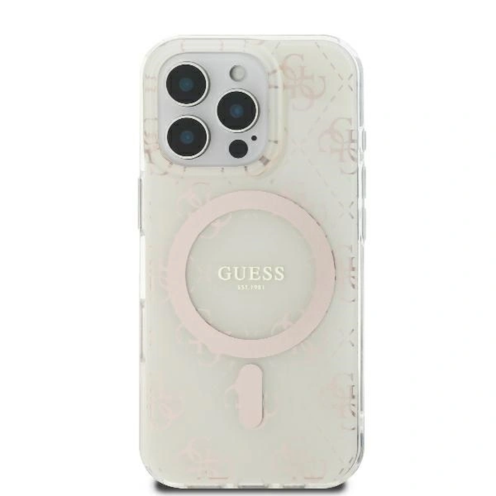 Guess GUHMP16LH4DTEH Apple iPhone 16 Pro hardcase IML 4G Background MagSafe white