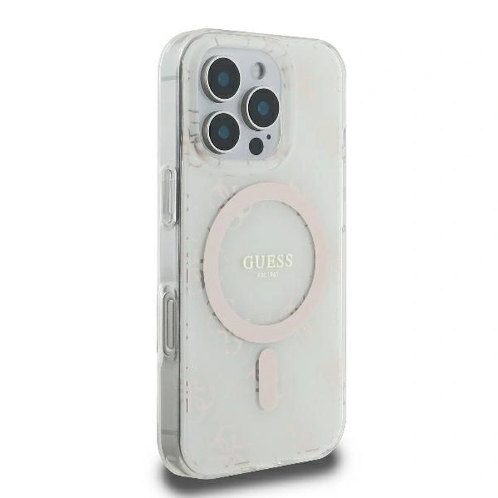 Guess GUHMP16LH4DTEH Apple iPhone 16 Pro hardcase IML 4G Background MagSafe white
