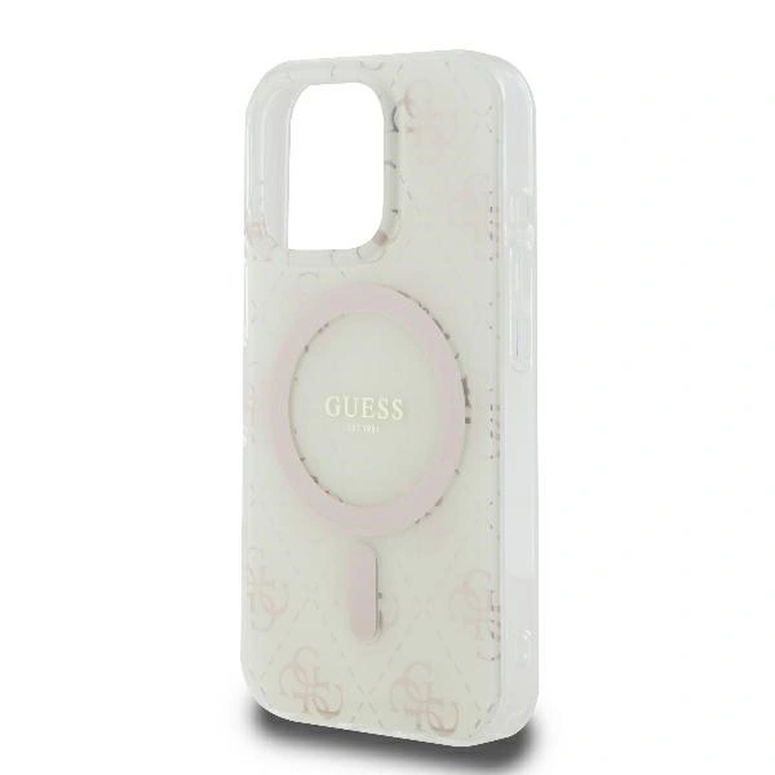 Guess GUHMP16LH4DTEH Apple iPhone 16 Pro hardcase IML 4G Background MagSafe white