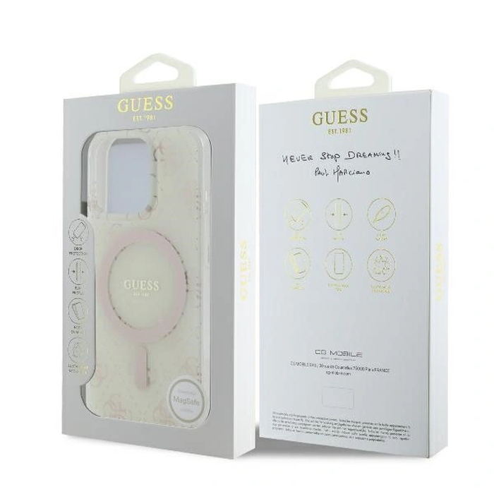 Guess GUHMP16LH4DTEH Apple iPhone 16 Pro hardcase IML 4G Background MagSafe white