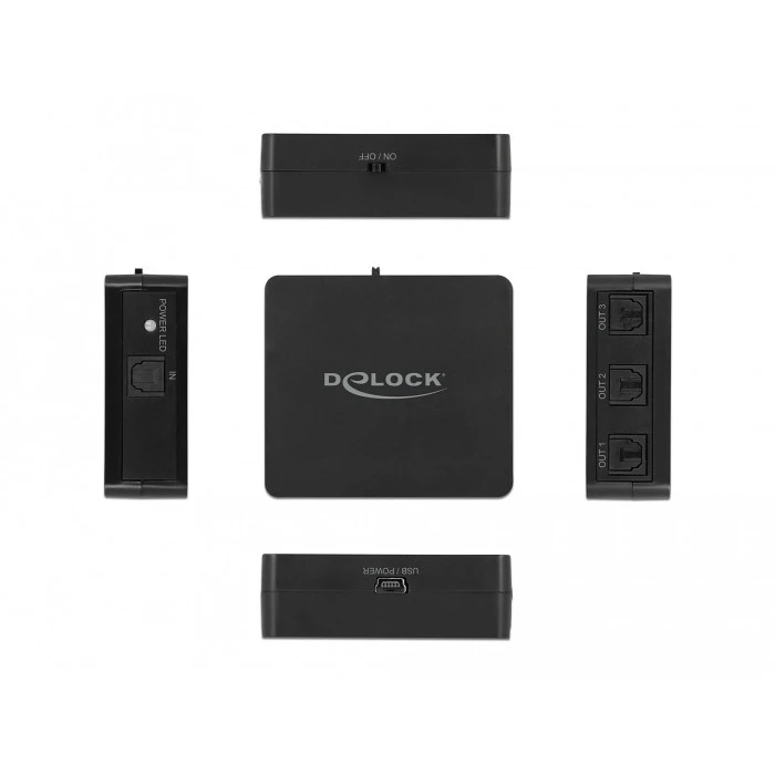 Splitter Delock S/PDIF TOSLINK 1 In 3 Out USB Stromversorg.