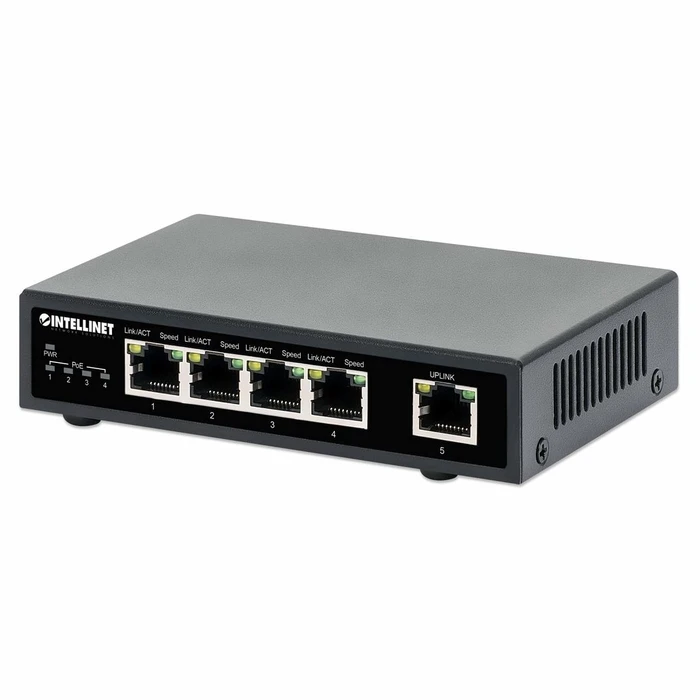 Network Switch Intellinet 5-Port Gigabit Ethernet PoE+ 4x PSE PoE+