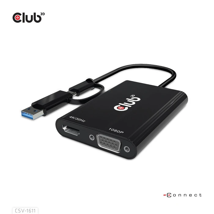 Αντάπτορας USB Club 3D Typ C/A > HDMI / VGA St/Bu