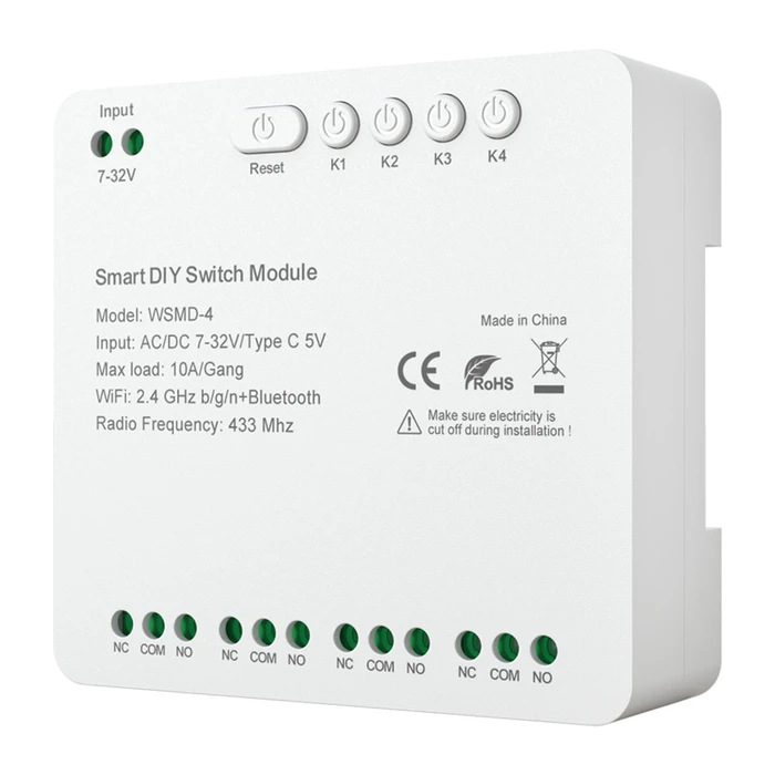 Avatto WSMD-4 32V DIY Έξυπλη Μονάδα Διακοπτών 4-Καναλιών (WSMD-4-32V)