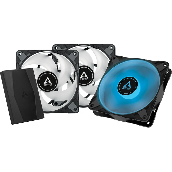 Case Fan 12cm Arctic P12 PWM PST RGB Black 3pc