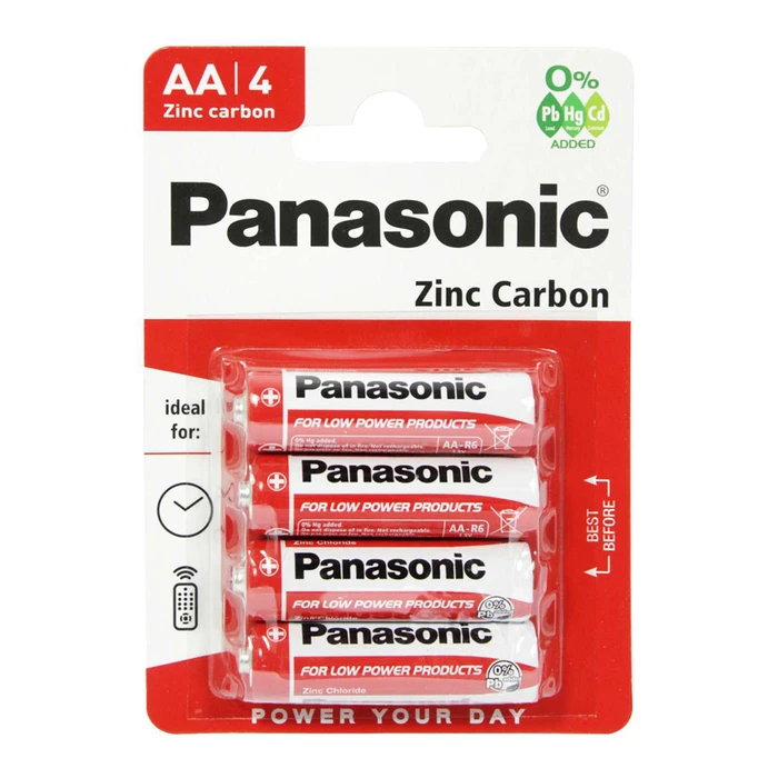Μπαταρίες Zinc Panasonic Carbon, Aa/Lr6, 1.5V, 4τμχ