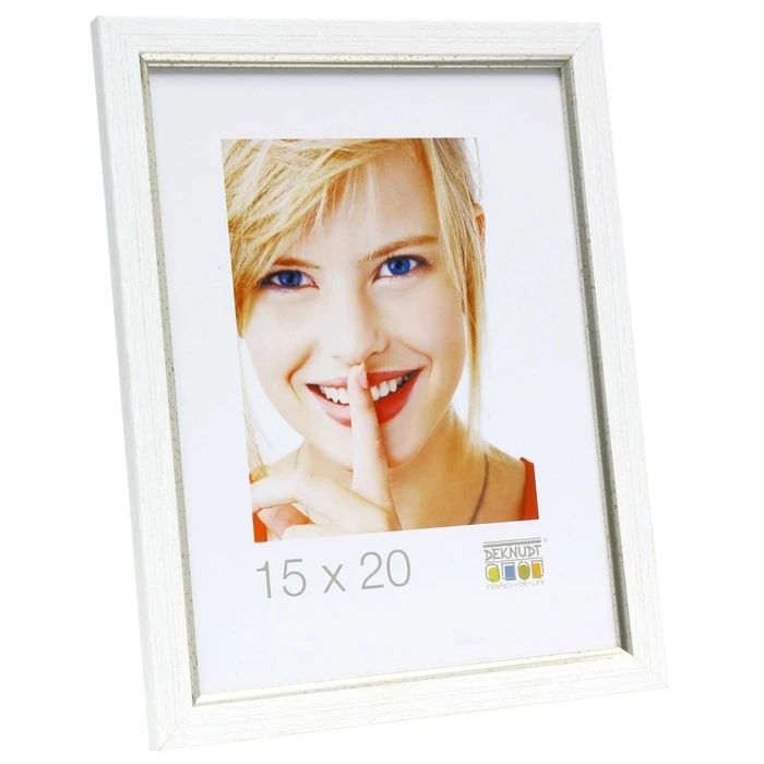 Κορνίζα τοίχου Deknudt S46AF1 15x20 Resin λευκή με ασημί