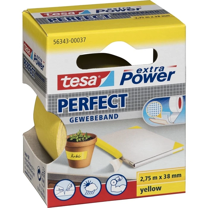 Αυτοκόλλητη Ταινία TESA 2,75m x 38mm extra Power Yellow Perfekt 56343