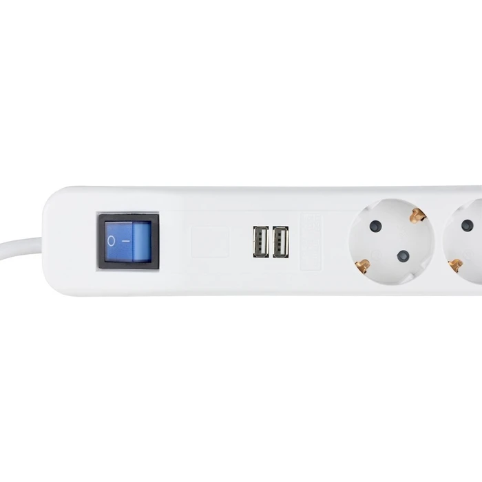 Πολύπριζο REV CE 3-way USB and switch, 1,4m White