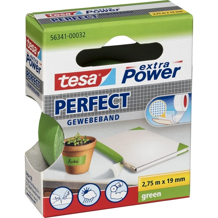Αυτοκόλλητη Ταινία TESA 2,75m x 19mm extra Power Green Perfekt 56341