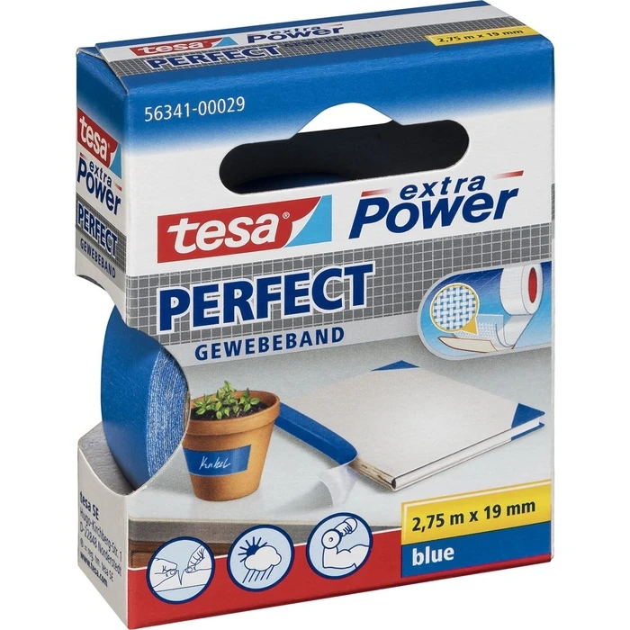 Αυτοκόλλητη Ταινία TESA 2,75m x 19mm extra Power Blue Perfekt 56341