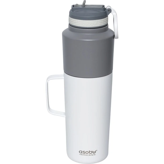 Θερμός Asobu Twin Pack Bottle with Mug White, 0.9 L + 0.6 L