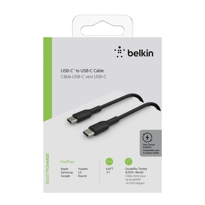 Καλώδιο USB Belkin USB-C/USB-C 2m PVC, Black CAB003bt2MBK