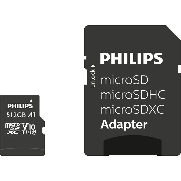 Κάρτα Μνήμης microSDXC 512GB Philips Class 10 UHS-I U1 incl. Adapter