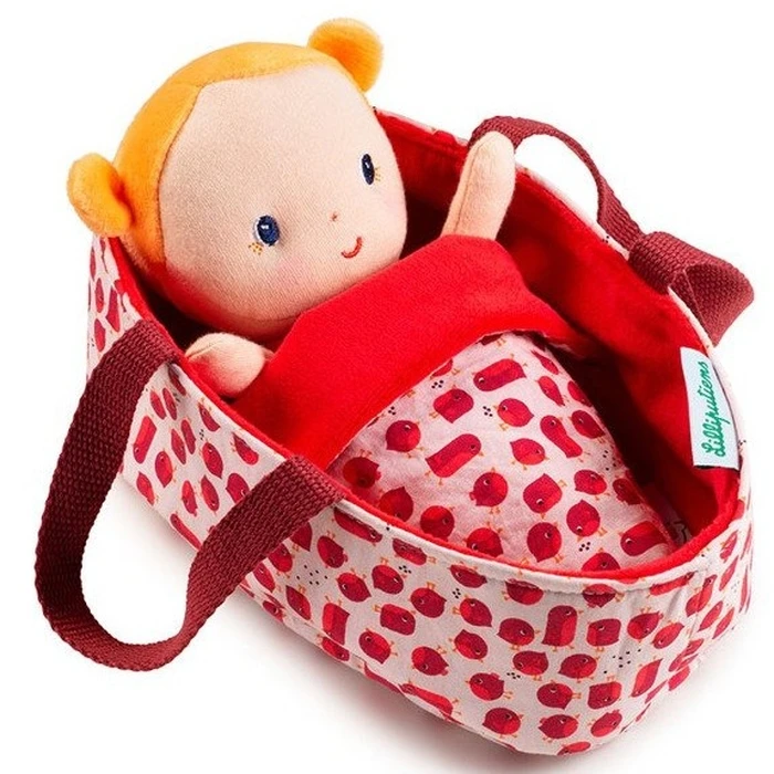 Lilliputiens Agathe Baby in Basket with Outfit and Blanket