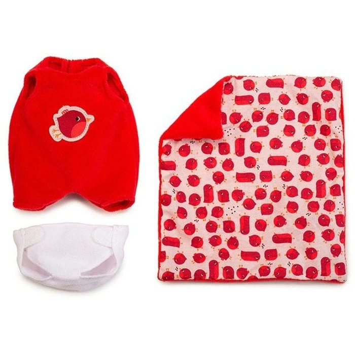 Lilliputiens Agathe Baby in Basket with Outfit and Blanket