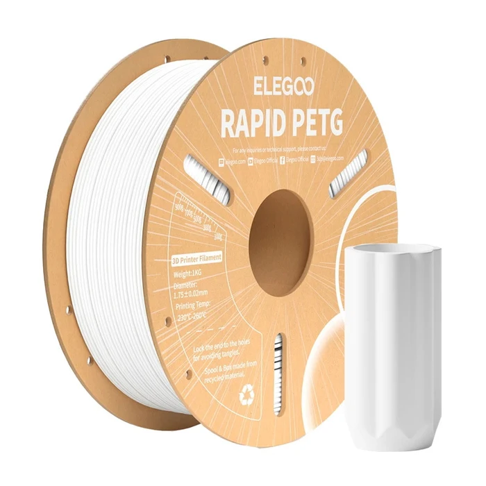 ELEGOO Rapid PETG Filament (White) - 1.75 mm, 1 kg