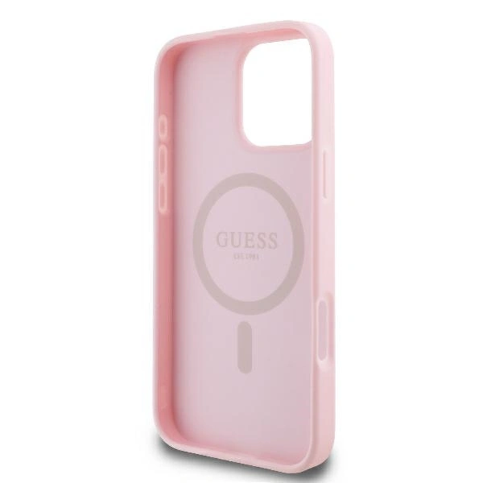 Guess GUHMP16LPGPYSP Apple iPhone 16 Pro hardcase Peony Script Logo MagSafe pink
