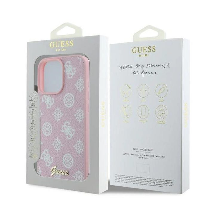 Guess GUHMP16LPGPYSP Apple iPhone 16 Pro hardcase Peony Script Logo MagSafe pink