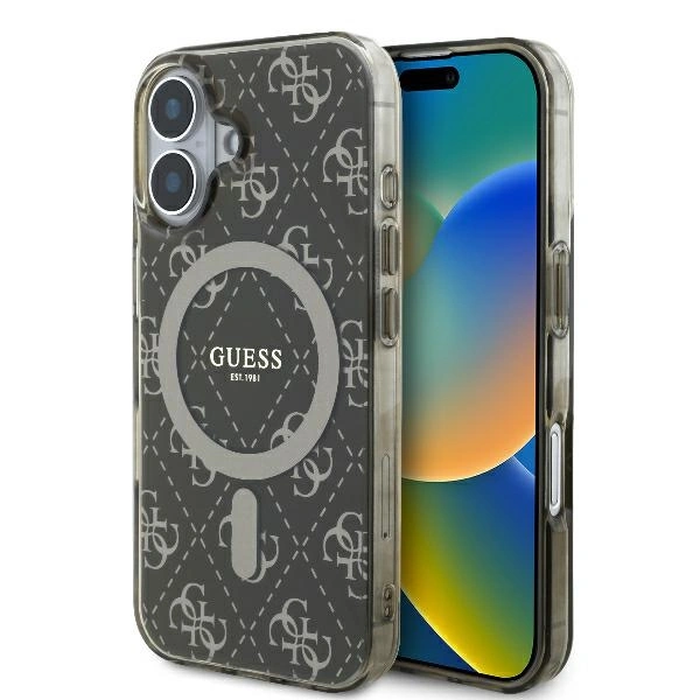 Guess GUHMP16MH4DTEW Apple iPhone 16 Plus hardcase IML 4G Background MagSafe brown