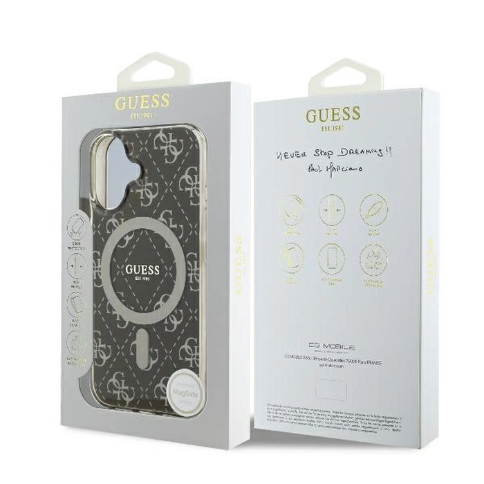 Guess GUHMP16MH4DTEW Apple iPhone 16 Plus hardcase IML 4G Background MagSafe brown