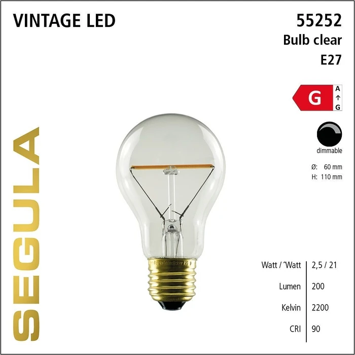 Λάμπα LED Segula Balance clear E27 2,5W 200Lm 2200K dimmb