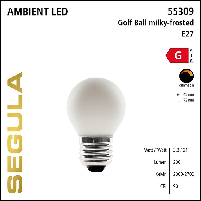 Λάμπα LED Segula Golfball opal-matt E27 3,3W 1900-2700K dimmable