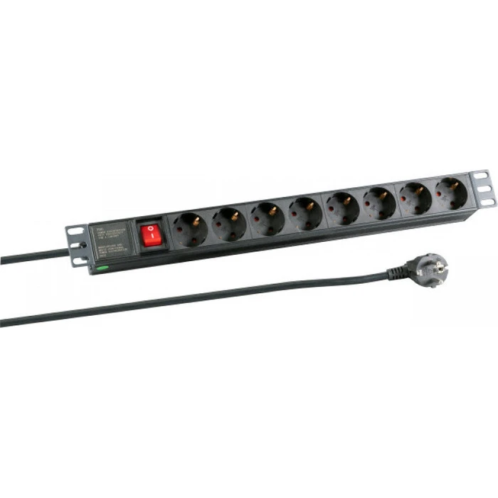 Πολύπριζο EFB 19" 1HE 8xCEE 7/3 with switch,Alu,sw